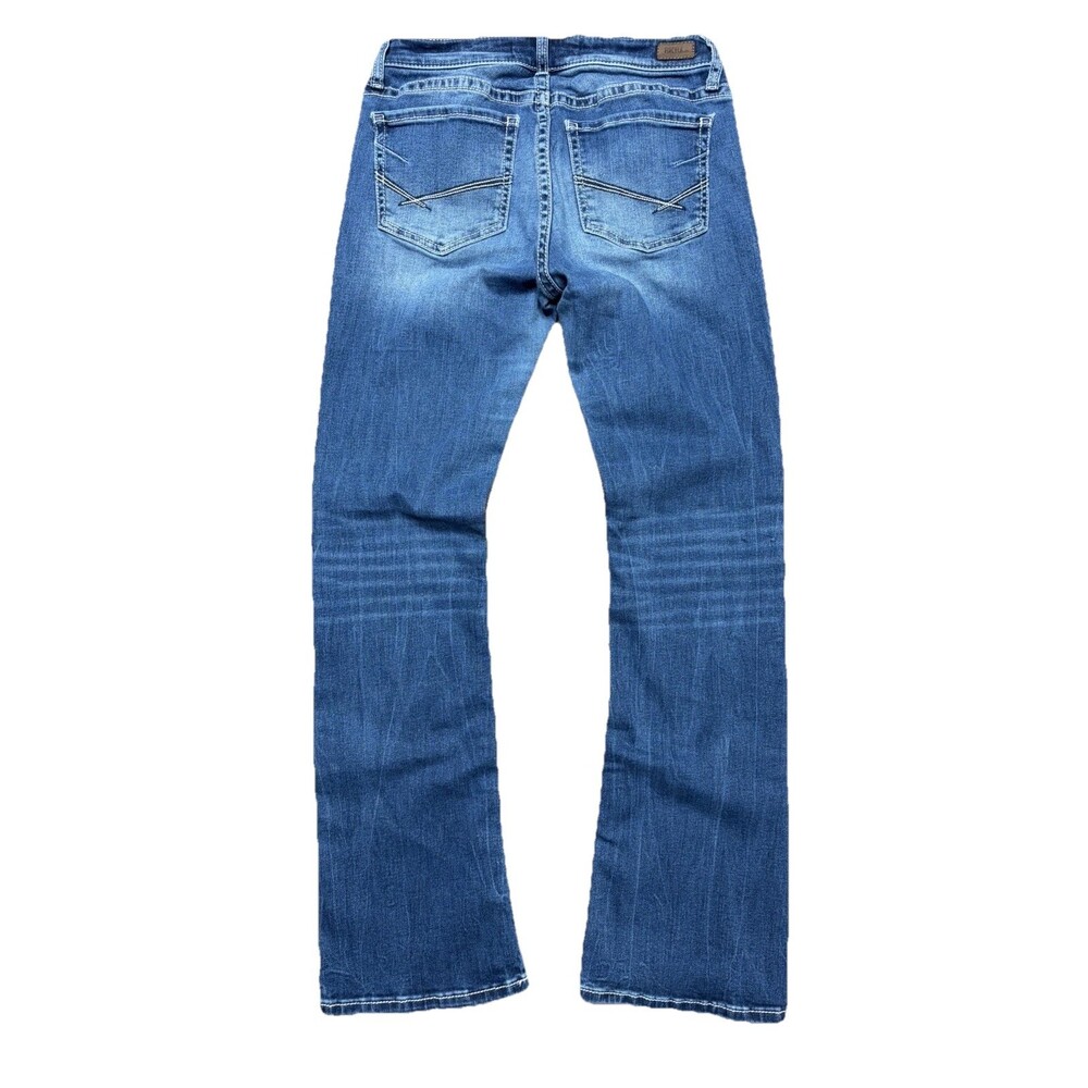 BKE Jeans Women 29 Blue Low Rise Bootcut Buckle Pants Light Wash Distressed